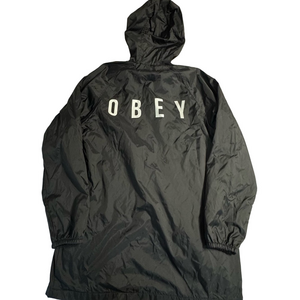 Obey Windbreaker Shell Fall Spring Men Medium Jacket Coat Black White